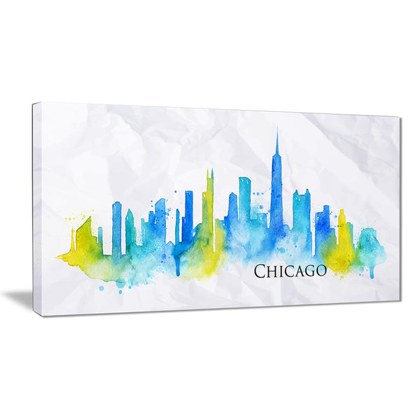 chicago blue green silhouette – cityscape canvas print PT7535