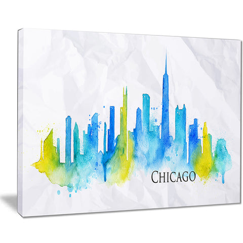 chicago blue green silhouette – cityscape canvas print PT7535