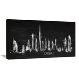 dubai dark silhouette cityscape painting canvas print PT7540