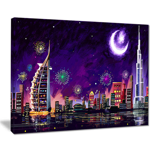 eid celebration in dubai cityscape digital canvas print PT7541