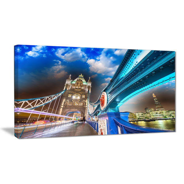 night over tower bridge in london cityscape photo canvas print PT7568