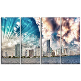 miami skyline with clouds cityscape photo canvas print PT7576