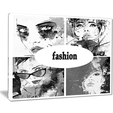 collage of girl faces portrait digital art canvas print PT7585