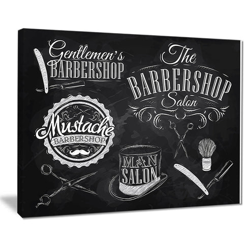 set barbershop digital art canvas art print PT7597