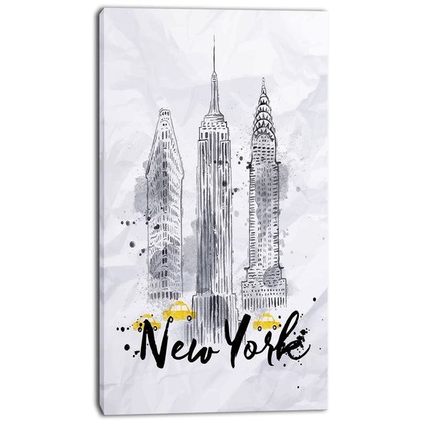 new york buildings watercolor painting cityscape canvas print PT7600