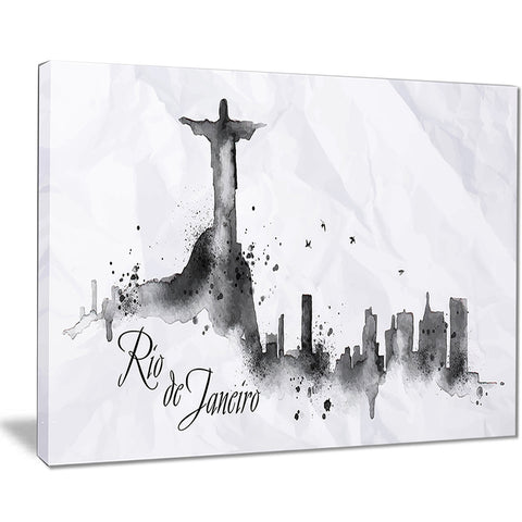 rio de janeiro silhouette cityscape painting canvas print PT7601