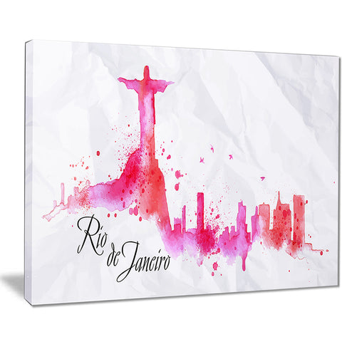 rio de janeiro red silhouette cityscape painting canvas print PT7606