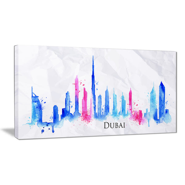 colorful dubai silhouette cityscape painting canvas print PT7608