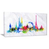 colorful paris silhouette cityscape painting canvas print PT7609