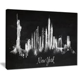 new york dark silhouette cityscape painting canvas print PT7611