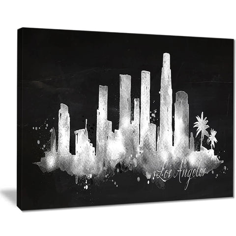 los angeles dark silhouette cityscape painting canvas print PT7613