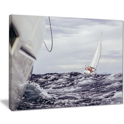 storm while sailing seascape painting canvas print PT7616