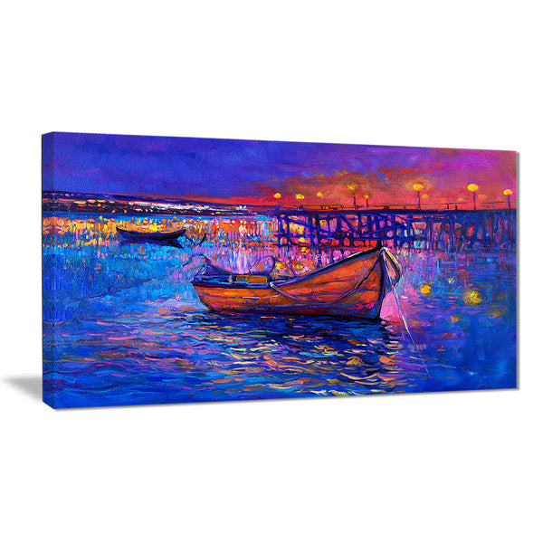 boats and the city seascape painting canvas print PT7619