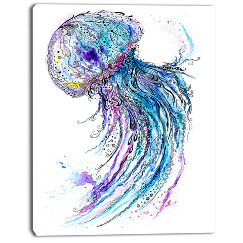 jelly fish watercolor animal painting canvas print PT7621