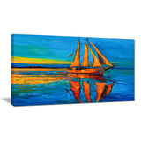 brown sailing boat seascape painting canvas print PT7623