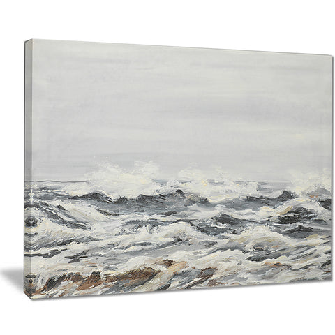 grey sea waves seascape painting canvas print PT7625