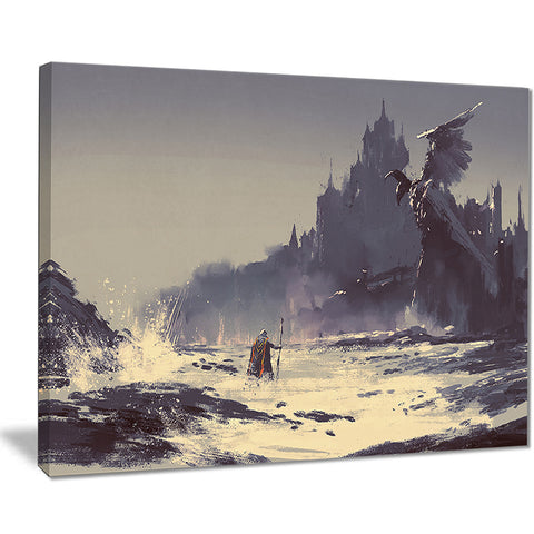 dark fantasy castle landscape painting canvas print PT7639