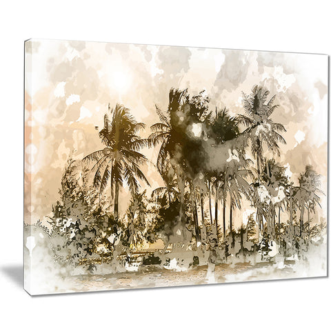 dark palms at sunset landscape canvas art print PT7640