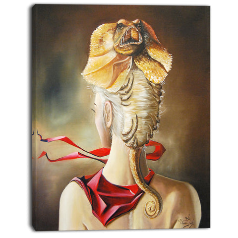 girl with surreal hat portrait digital art canvas print PT7643