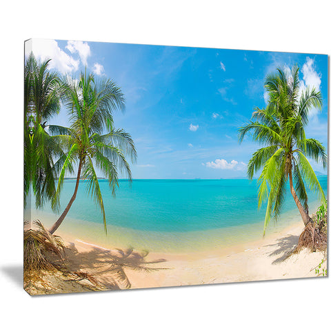 tropical beach with coconut trees landscape photo canvas print PT7657