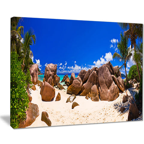 rocky tropical beach panorama landscape photo canvas print PT7660