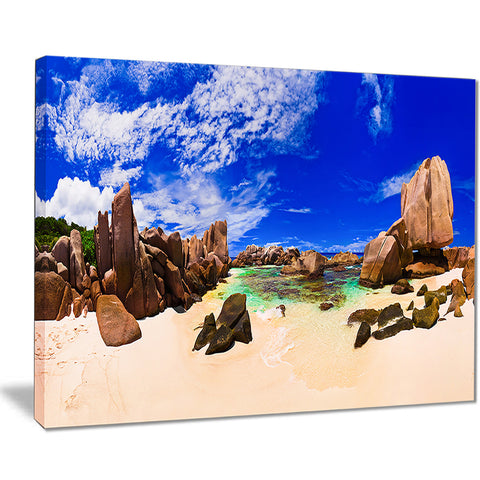 tropical beach at seychelles landscape photo canvas print PT7662