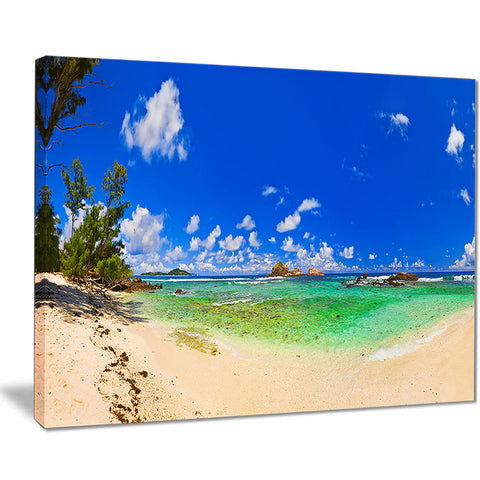 tropical beach with green sea landscape photo canvas print PT7664