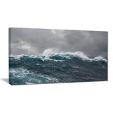 roaring waves under cloudy sky seascape canvas print PT7665