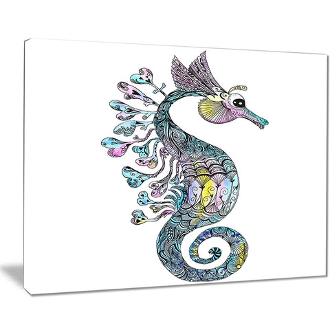 colorful seahorse watercolor animal painting canvas print PT7672