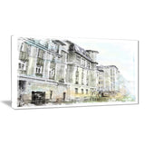 watercolor dark illustration cityscape painting canvas print PT7688