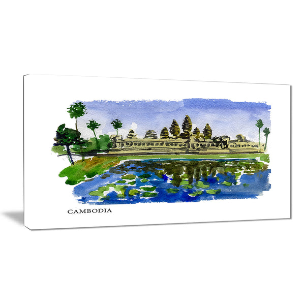 cambodia vector illustration cityscape painting canvas print PT7753