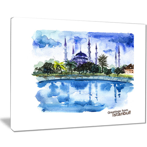 istanbul hand drawn illustration cityscape painting canvas print PT7754