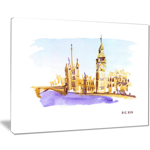 london brown illustration cityscape painting canvas print PT7760