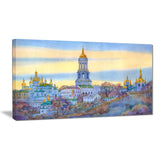 monastery on steep hill cityscape painting canvas print PT7764