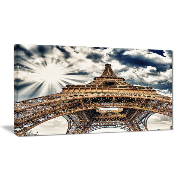 fisheye view of eiffel tower cityscape digital art canvas print PT7768