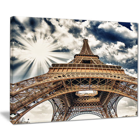 fisheye view of eiffel tower cityscape digital art canvas print PT7768