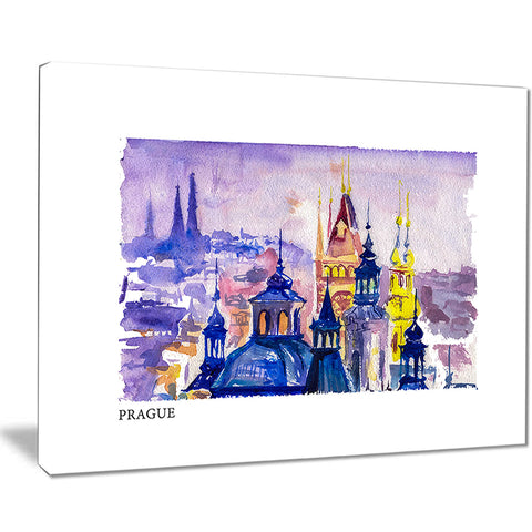 prague vector illustration cityscape painting canvas print PT7773