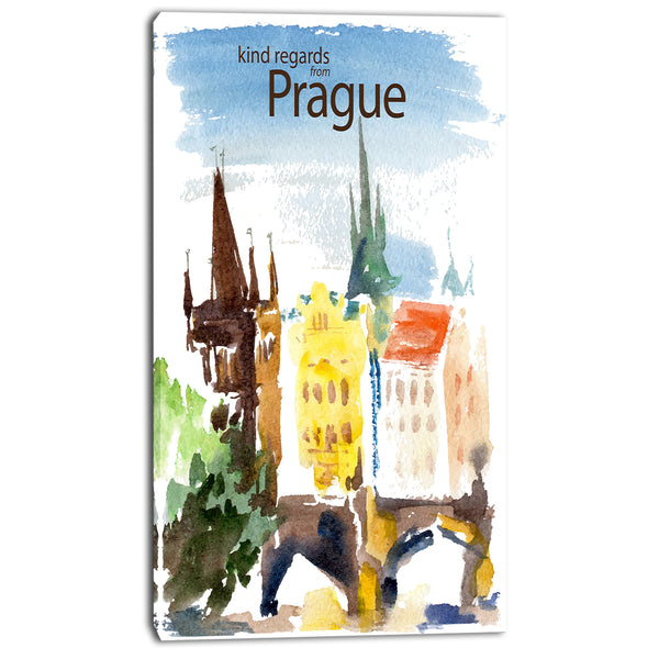 old prague vector illustration cityscape painting canvas print PT7774