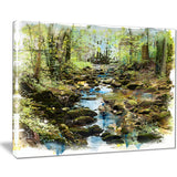 stream in the forest landscape painting canvas print PT7789