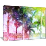 green retro palm trees landscape painting canvas print PT7798