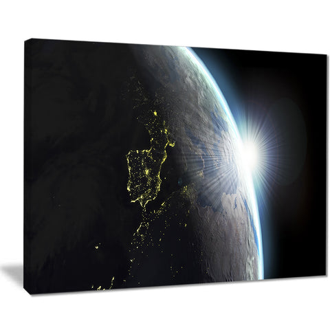 earth view with day and night effect digital art canvas print PT7810