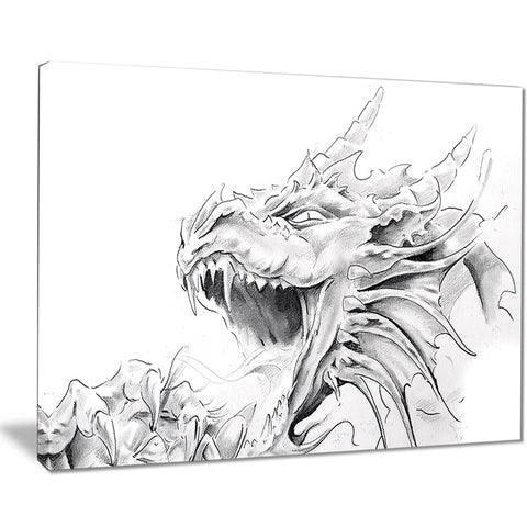 dragon tattoo sketch digital art canvas print PT7821