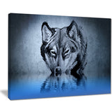 wolf head with water reflections tattoo digital art canvas print PT7823