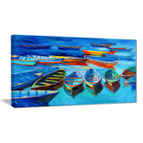 boats in blue sea seascape painting canvas print PT7826