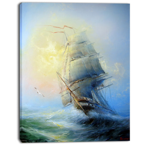 large sailing boat seascape painting canvas print PT7832