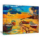 boats in beautiful sea seascape painting canvas print PT7837