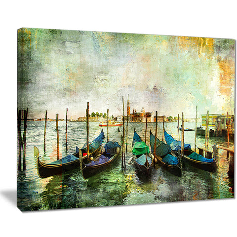 venetian gondolas landscape painting canvas print PT7841