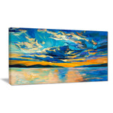 orange sunset with blue sky modern painting canvas print PT7847
