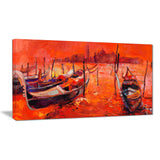red sunset over venice landscape painting canvas print PT7848