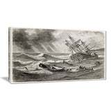 vintage shipwreck seascape painting canvas print PT7849